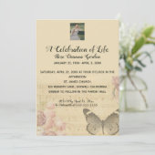 Editable Photo Butterfly Music Celebration of Life Kaart (Staand voorkant)