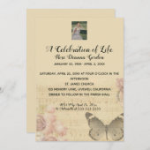 Editable Photo Butterfly Music Celebration of Life Kaart (Voorkant / Achterkant)