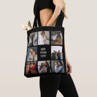 Editable Photo Collage Black Canvas tas