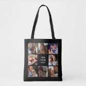 Editable Photo Collage Black Tote Bag (Voorkant)