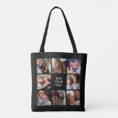 Editable Photo Collage Black Tote Bag (Achterkant)