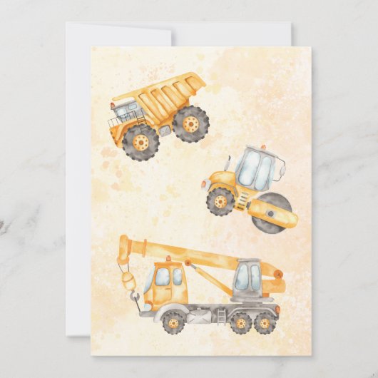 Editable Photo Dump Trucks Construction Birthday Kaart (Achterkant)