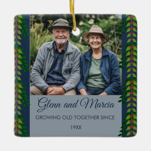 Editable Photo Growing Old Together Since Keramisch Ornament (Voorkant)
