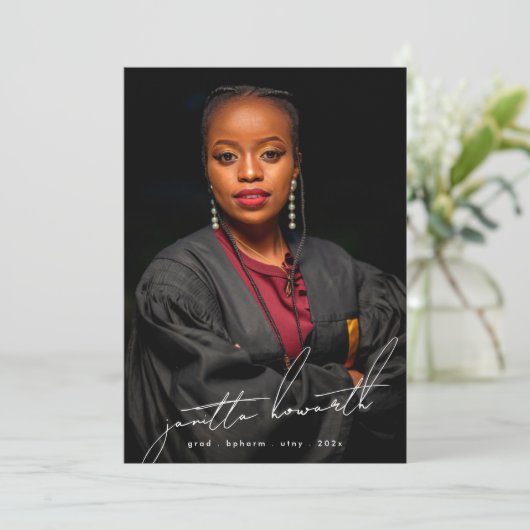 Editable Photo Template University Afstuderen Aankondiging (Staand voorkant)