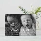 Editable Photo Twins Birth Announcement Card Aankondiging (Staand voorkant)