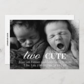 Editable Photo Twins Birth Announcement Card Aankondiging (Voorkant / Achterkant)