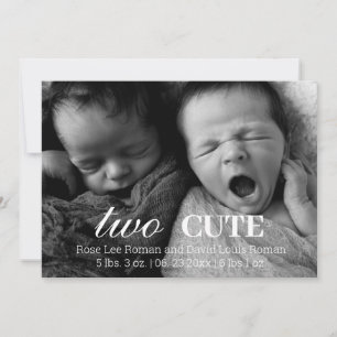 Editable Photo Twins Birth Announcement Card Aankondiging