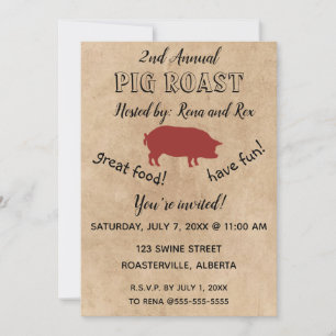 Editable Pig Roast Invitation Kaart