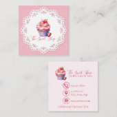 Editable Pink Bakery Business Card | 2.5" Square Contactkaartje (Voorkant / Achterkant)