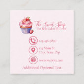 Editable Pink Bakery Business Card | 2.5" Square Contactkaartje (Achterkant)