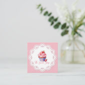 Editable Pink Bakery Business Card | 2.5" Square Contactkaartje (Staand voorkant)