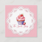 Editable Pink Bakery Business Card | 2.5" Square Contactkaartje (Voorkant)