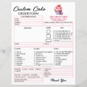 Editable Pink Cake Order Form Template for Bakers (Voorkant)
