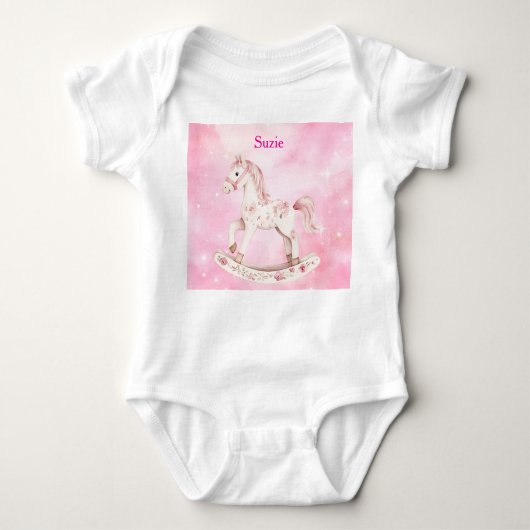 Editable Pink Chinoiserie Baby Bodysuit (Voorkant)