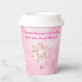 Editable Pink Chinoiserie Baby Shower Tableware Papieren Bekers (Achterkant)