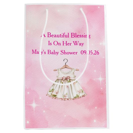 Editable Pink Chinoiserie Gift Bags Medium Cadeauzakje (Voorkant)