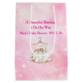 Editable Pink Chinoiserie Gift Bags Medium Cadeauzakje (Achterkant)