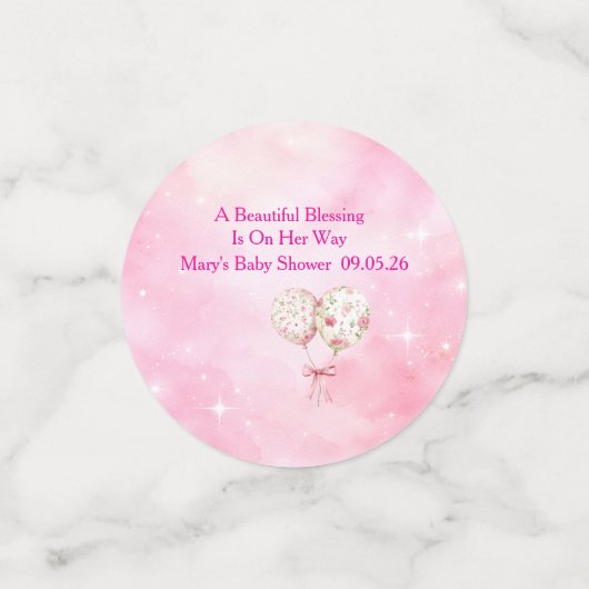 Editable Pink Chinoiserie Table Confetti (Kleine voorkant)