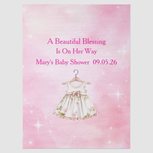 Editable Pink Chinoiserie Tissue Paper Tissuepapier (Voorkant)