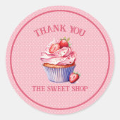 Editable Pink Cupcake Sticker – Custom Bakery (Voorkant)