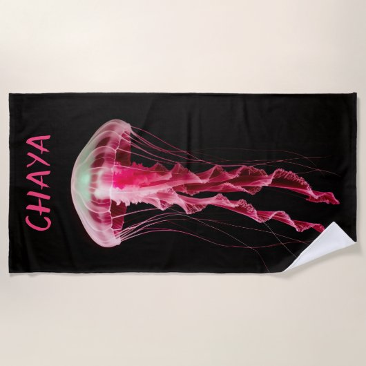 Editable Pink Jellyfish Strandlaken (Voorkant)