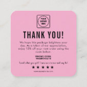 Editable Pink Logo Thank You Note Card Informatiekaartje (Achterkant)