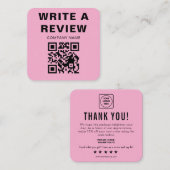 Editable Pink Logo Thank You Note Card Informatiekaartje (Voorkant / Achterkant)