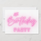 Editable Pink Neon Lights 18e verjaardag Kaart (Achterkant)