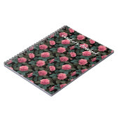 Editable Pink Roses on Black Floral Pattern Custom Notitieboek (Linkerzijde)