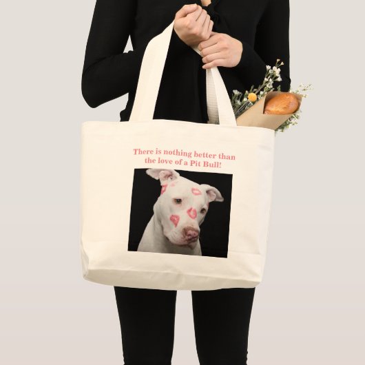 Editable Pitbull Lover Grote Tote Bag (Voorkant (product))