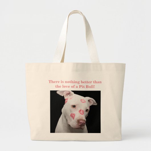 Editable Pitbull Lover Grote Tote Bag (Voorkant)
