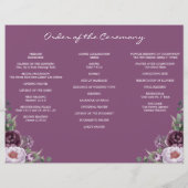 Editable Plum Peonies Trifold Wedding Programme Flyer (Achterkant)