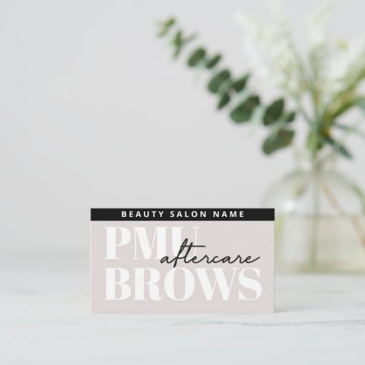 Editable PMU Brow Eyebrows Microblading Aftercare  Visitekaartje (Staand voorkant)
