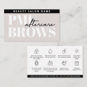 Editable PMU Brow Eyebrows Microblading Aftercare  Visitekaartje (Voorkant / Achterkant)