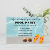 Editable Poolside Birthday Party Invitation Kaart (Staand voorkant)