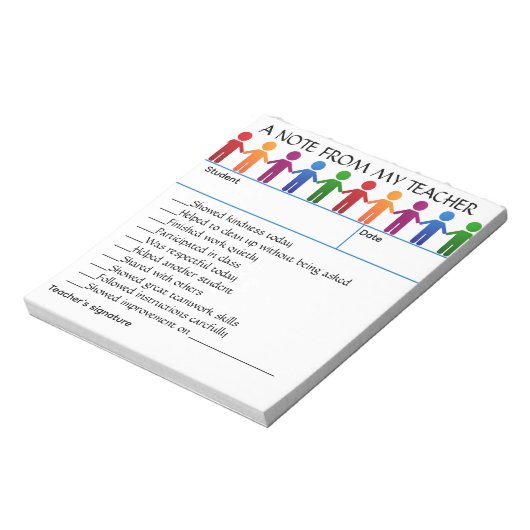 Editable Positive Note From My Teacher Notitieblok (Linkerzijde)
