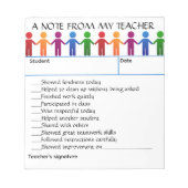 Editable Positive Note From My Teacher Notitieblok (Voorkant)
