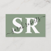 Editable professionele monogram naam groen visitekaartje (Voorkant)