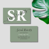 Editable professionele monogram naam groen visitekaartje