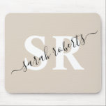 Editable professionele monogram name beige muismat<br><div class="desc">Editable professionele monogram name beige</div>