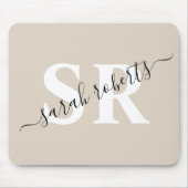 Editable professionele monogram name beige muismat (Voorkant)