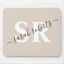 Editable professionele monogram name beige muismat