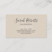 Editable professionele monogram name beige visitekaartje (Achterkant)
