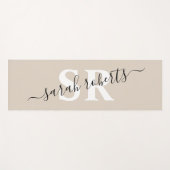 Editable professionele monogram name beige yogamat (Voorkant (horizontaal))