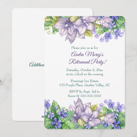 Editable Purple Flower Garden Kaart (Voorkant / Achterkant)