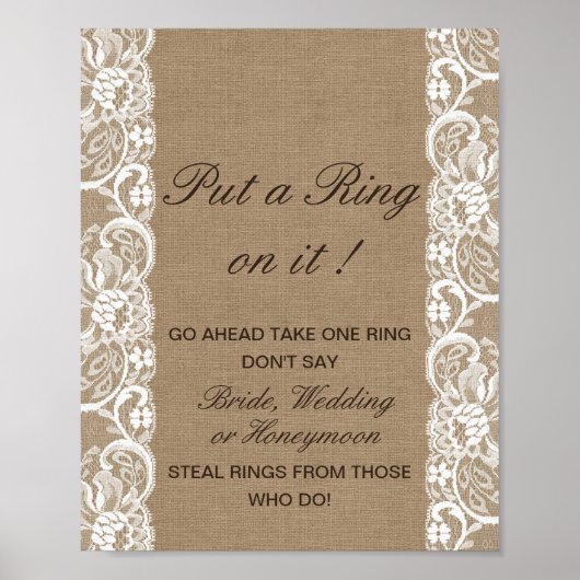 Editable Put a Ring on it Bridal Shower Game Poste Poster (Voorkant)