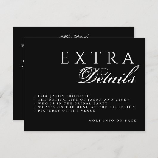 Editable QR Code Double Side Details Wedding Informatiekaartje (Voorkant / Achterkant)