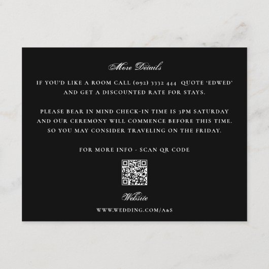 Editable QR Code Double Side Details Wedding Informatiekaartje (Achterkant)