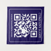 Editable QR Code Navy Blue Modern Branding Display Wandkleed (Voorkant (horizontaal))
