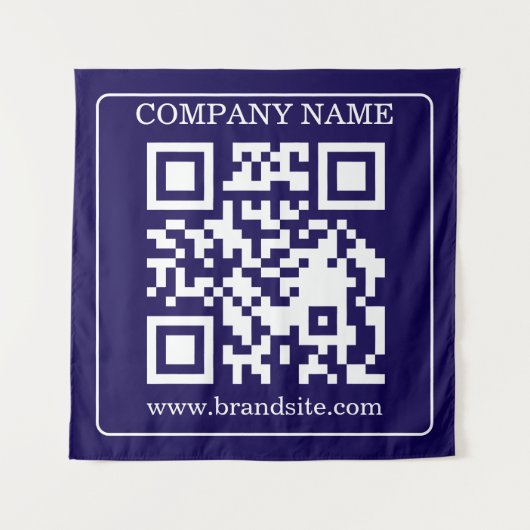 Editable QR Code Navy Blue Modern Branding Display Wandkleed (Voorkant)